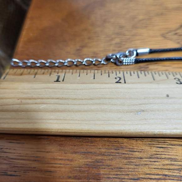 Vintage Carved Smokey Black with Applied Inlayed Silver Tone Metal Heart Pendant - Picture 15 of 16